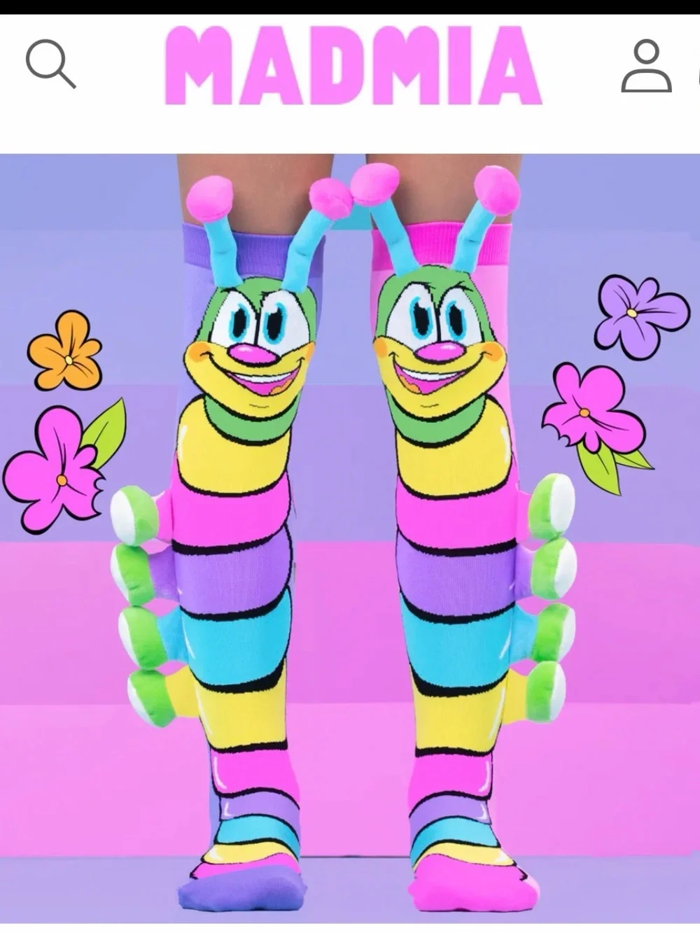 Madmia Kids Colorful Caterpillar Knee-High Socks - Pink, Blue, Yellow, Green
